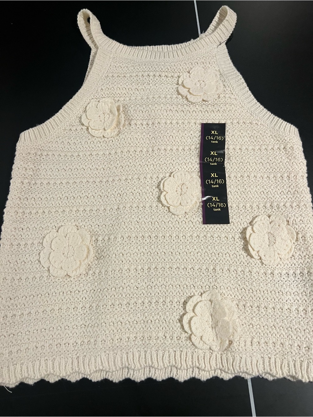 art class Cream Crochet Floral Tank Sweater - Women